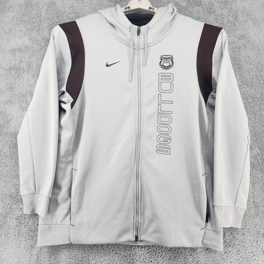 Nike Georgia Bulldogs Hoodie Mens 2XL Gray Colorblock Dri-FIT Full Zip Football